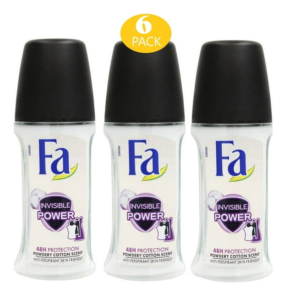 Fa Deodorant Roll-on, 1.7 Ounce Invisible Power, Anti-Perspirant Deodorant for Women - 50ml (6 Pack)