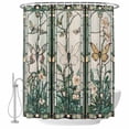 thumbnail image 2 of Retro Butterfly Waterproof Fabric Shower Curtain,Green Spring Floral Botanical Waterproof Fabric Shower Curtain for Bathroom Curtains Bathtubs Hotel Shower Curtains with 12 Hooks Standard 60x72, 2 of 8