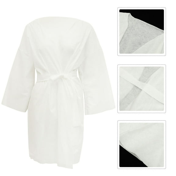 Niceauty Bathrobe for Women Lightweight Disposable Bathrobe White Cotton Based Spunlace Fabric 1Set