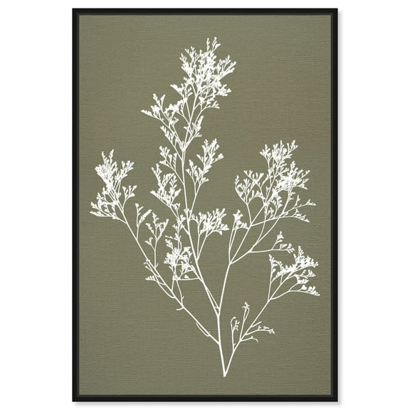 Timeless Leaf I Minimalistic Botanical Art Prints Canvas Wall Art by Art Remedy, Black Floater Frame, 10"x15"