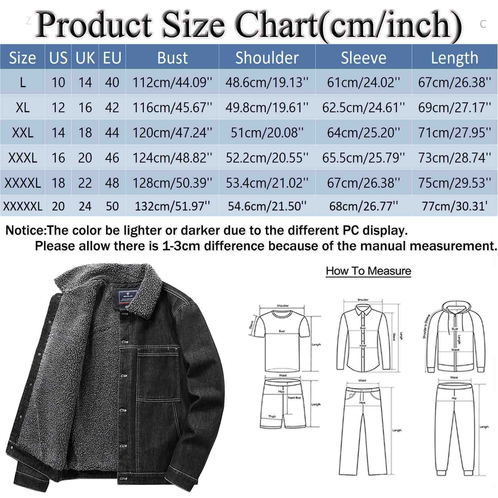 JUMESGU Mens Western Style Lined Denim Jacket (Dark Blue