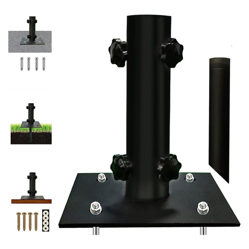 Deck Mount Umbrella Holder Adjustable Diameter Heavy Duty Steel Outdoor