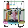 thumbnail image 6 of MIERES 55" Kids Trampoline with Swing & Basketball Hoop, 500lbs Heavy Duty Reinforced Frame, 7-in-1 Indoor/Outdoor Play Center with Safety Net for Toddlers Ages 3-8, Star, 6 of 9