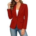 thumbnail image 2 of Women's Blazer Business Casual Lightweight Suit - Long Sleeve Slim Fit Work Office Jacket with Pockets Red L, 2 of 7