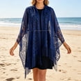 thumbnail image 2 of AHMOMEI Women’s Floral Lace Tassel Shawl Wrap, Sheer Open Front Fringed Cover Up, Lightweight Scarf for Evening Dresses Wedding Bridesmaid Party (Dark Blue), 2 of 6