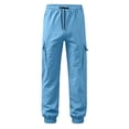 thumbnail image 6 of JPVDPA Boys Uniform Cargo Pants Elastic Waist Drawstring Pull On Joggers Back to School Clothes Blue 14-15Years, 6 of 8