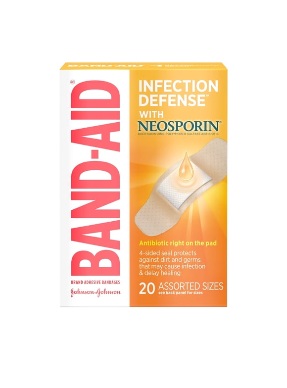 Band-Aid Brand Bandages with Neosporin Antibiotic, Assorted Sizes, 20 ct
