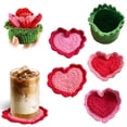 thumbnail image 3 of HAVELOR Hand-Crocheted Heart Coasters, 4-Pack, 3.15 in Diameter, Stackable Rose Design, Protects Surfaces from Stains, Perfect for Coffee Tables and Dining Room Decor(Red,One size), 3 of 7