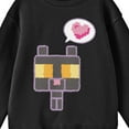 thumbnail image 2 of Minecraft Block Kitten With Heart Youth Black Crew Neck Sweatshirt-Large, 2 of 2