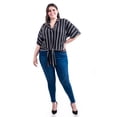 thumbnail image 1 of Blusa de rayas con nudo Roman Fashion /Tallas Extras, 1000 (Negro rayas) negro 42, 1 of 5
