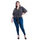 thumbnail image 1 of Blusa de rayas con nudo Roman Fashion /Tallas Extras, 1000 (Negro rayas) negro 42, 1 of 5