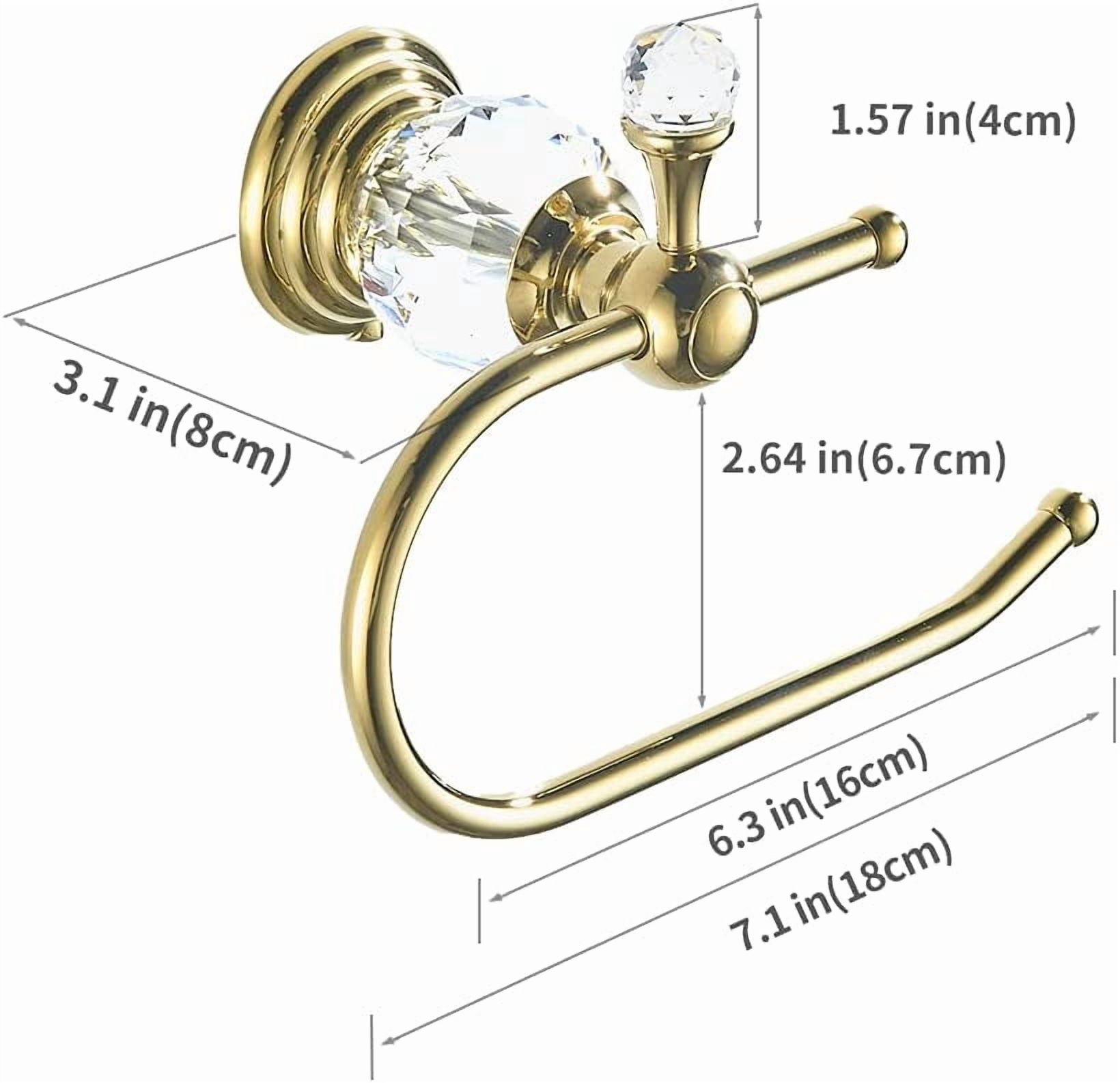 Polished Gold Toilet Paper Holder, Brass Crystal Tissue Holder Bathroom Accessories Wall Mounted