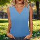 thumbnail image 2 of Mujeres sin mangas Tops de verano gradiente color fuera de posición impresión V-cuello blusa casual Mujeres V-cuello de verano Tops, 2 of 7