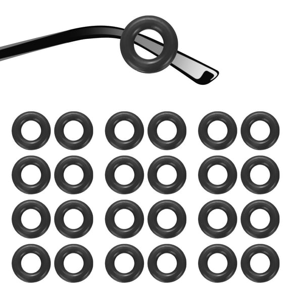 12 Pairs Glasses Ear Grip 0.52" Silicone Ring Type Eyewear Retainer, Black