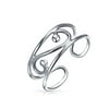 Swirl Cut Out Filigree Midi Wide Band Toe Ring 925 Silver Sterling