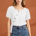 thumbnail image 5 of Sexlip Women's Blouse Short Sleeve Loose Fit Trendy Design Versatile Styling Breathable Wear Fashion Forward Modern Style White M, 5 of 6