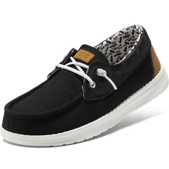 TEAHOO X STQ Women Boat Shoes with Arch Suppprt Lightweight Fall Loafers Black White Size 8