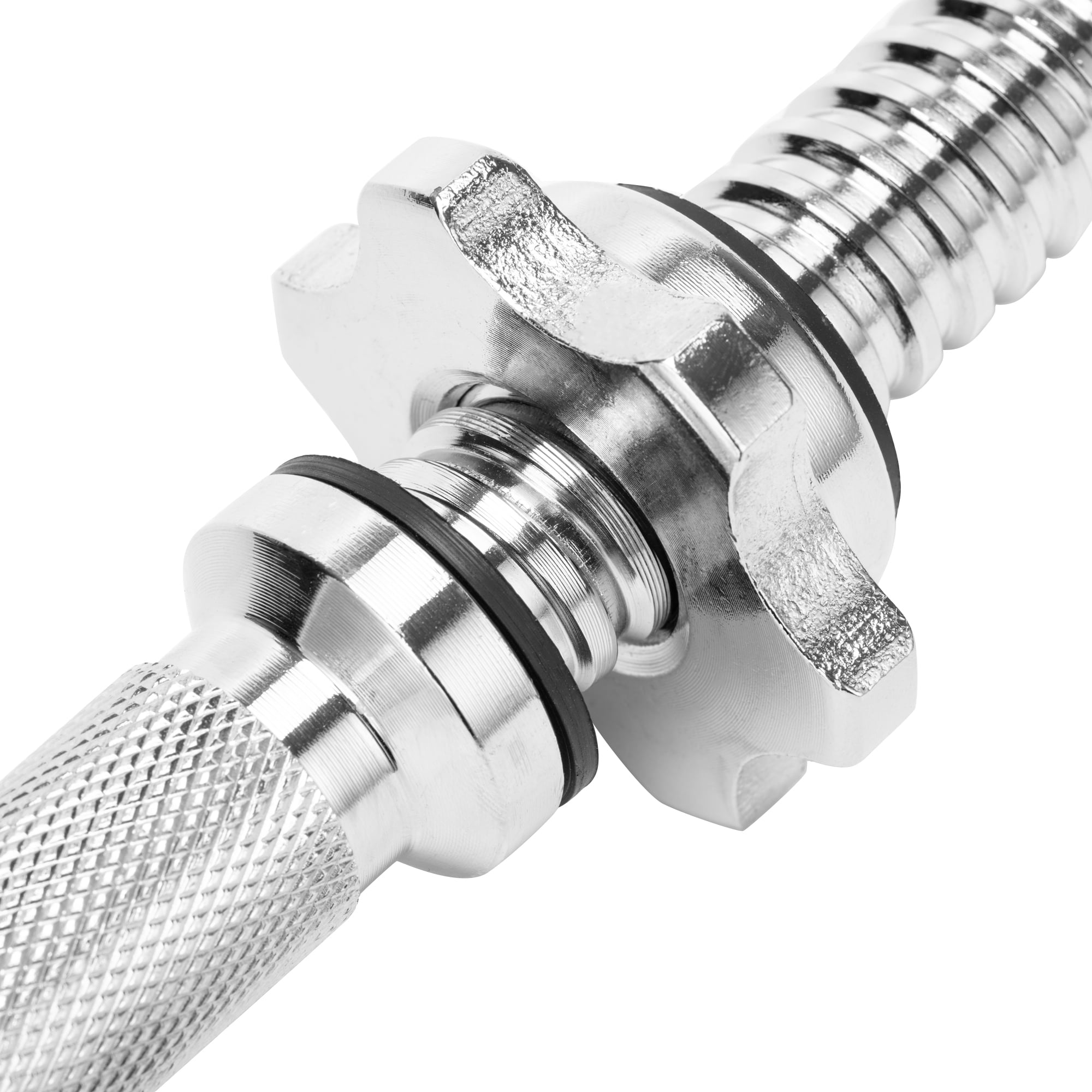 17.7"(45cm) Chrome Dumbbell Bars for Exercise with Spinlock Collars Weight Lifting Dumb Bells, Adjustable Chrome Threaded Dumbbell Handles