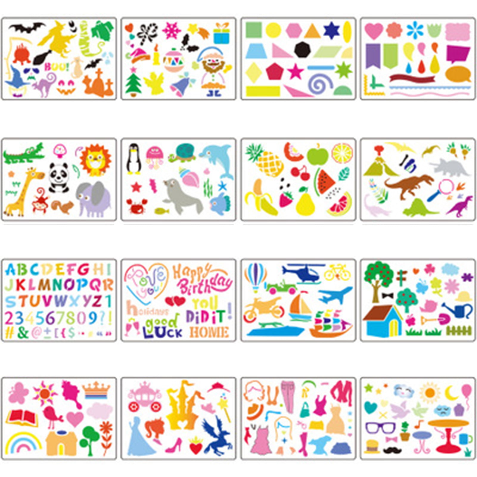21 Pcs Drawing Painting Stencils Set Stocking Stuffers for Kids, Plastic  Painting Template Over 300 Different Patterns with 1 Pcs Painting Brush for