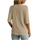 thumbnail image 4 of Neewe Womens Plain V Neck Button Dressy Casual Summer Short Sleeve Button Down Shirts Business Work Tops, 4 of 6