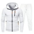 thumbnail image 2 of Outfmvch Mens Sweatpants Sweatshirts For Men Men'S Casual Solid Two Piece Zipper Hooded Pocket Coat Drawstring Pocket Pants Set Mens Hoodie White Xl, 2 of 8