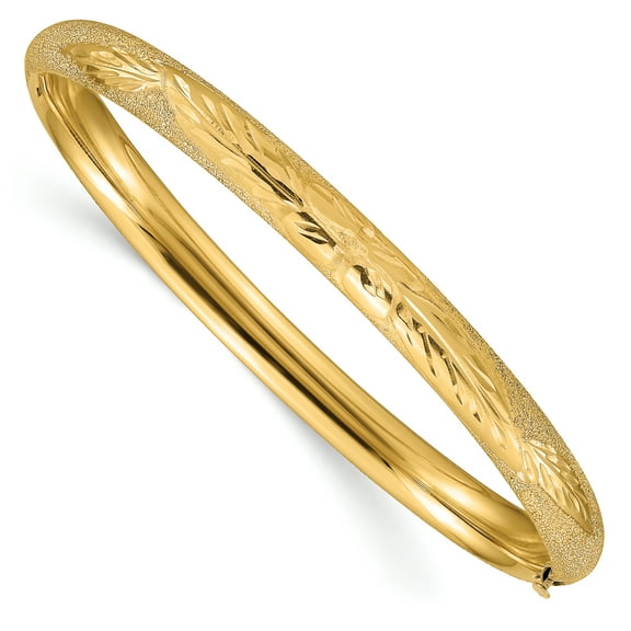 14k 4/16 Laser-Cut 6.00mm Hinged Oval Bangle Bracelet