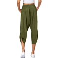 thumbnail image 3 of Gibobby pantalones de mujer holgados Pantalones de mujer diarios casuales de longitudes con bolsillos elásticos con cordón en la cintura pantalones sólidos (Verdinegro, S), 3 of 4