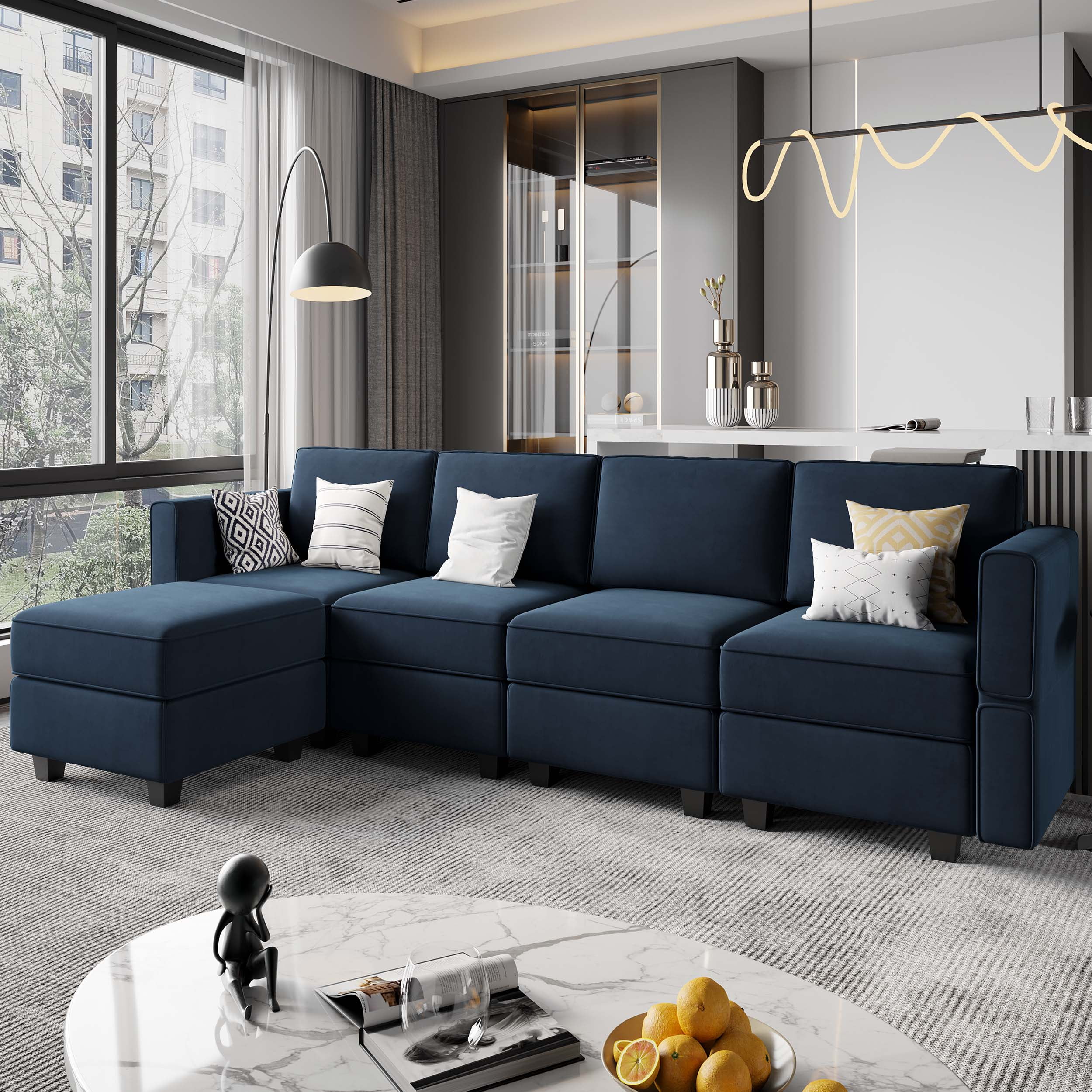 Buy Belffin Modular Sectional Sofa Couch with Reversible Chaise Velvet ...