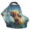 thumbnail image 3 of Renewold Cute Highland Cow Baby Car Seat Covers High Chair Canopy Shopping Cart Cover, Baby Breastfeeding Cover for Mothers, 3 of 6