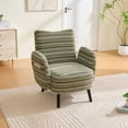 thumbnail image 3 of CQSXDA Modern Armchair In Sanded Fabric Featuring Solid Wood Legs And Side Pocket For Bedroom Or Office Use, Olive Green, 3 of 19