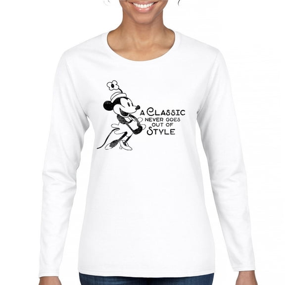 A Classic Never Goes Out of Style Women's Long Sleeve T-shirt Vintage Steamboat Willie Retro Timeless Cartoon Riverboat 1928