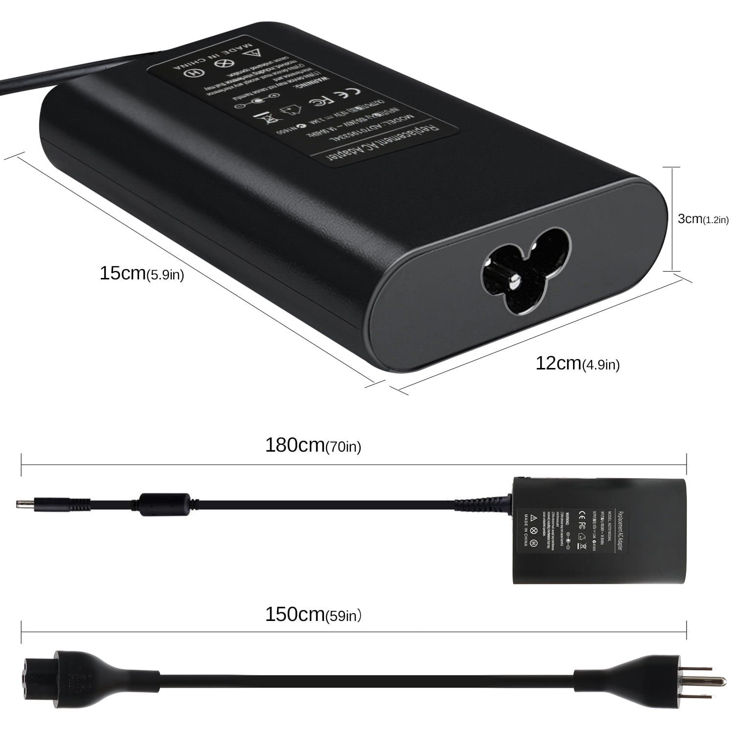 AKELON 65W/45W Ladegerät Für Dell Laptops – Kompatibel Mit Inspiron, Latitude, XPS (19,5V, 4,5x3,0mm)