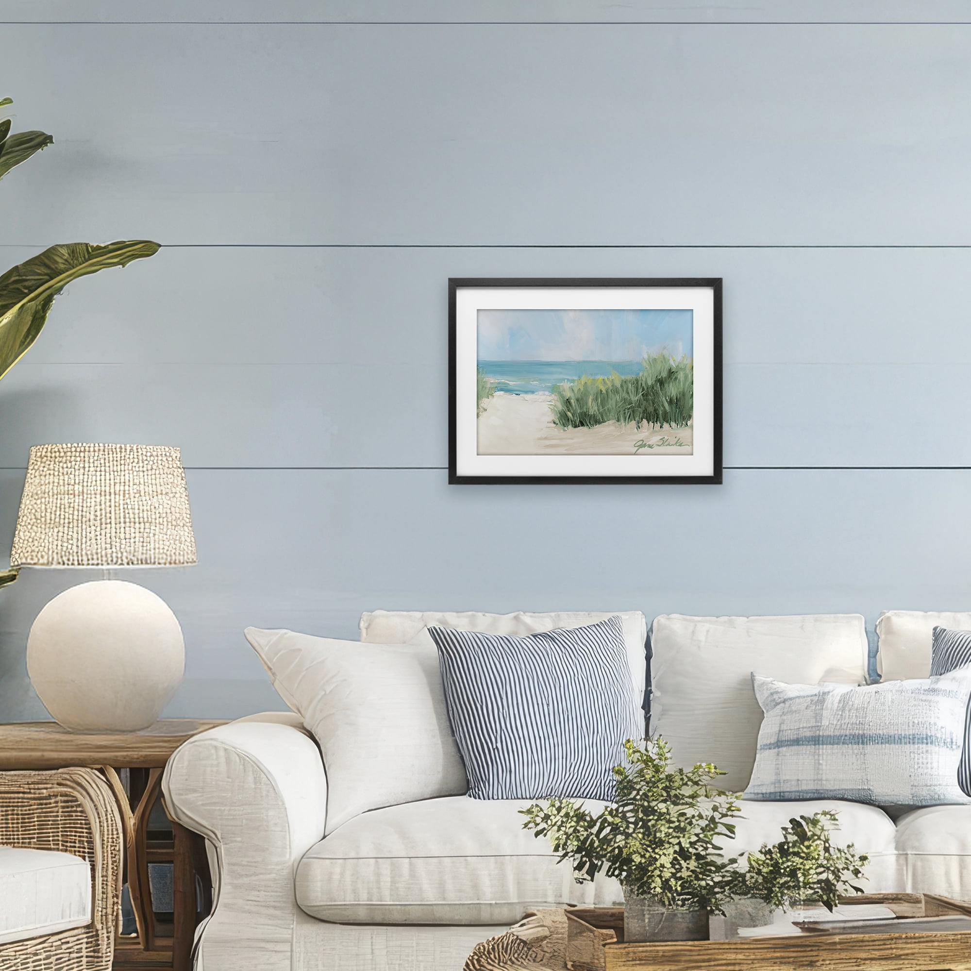 Stupell Industries Soothing Beach Day Black Framed Print Under Glass, design by Jane Slivka