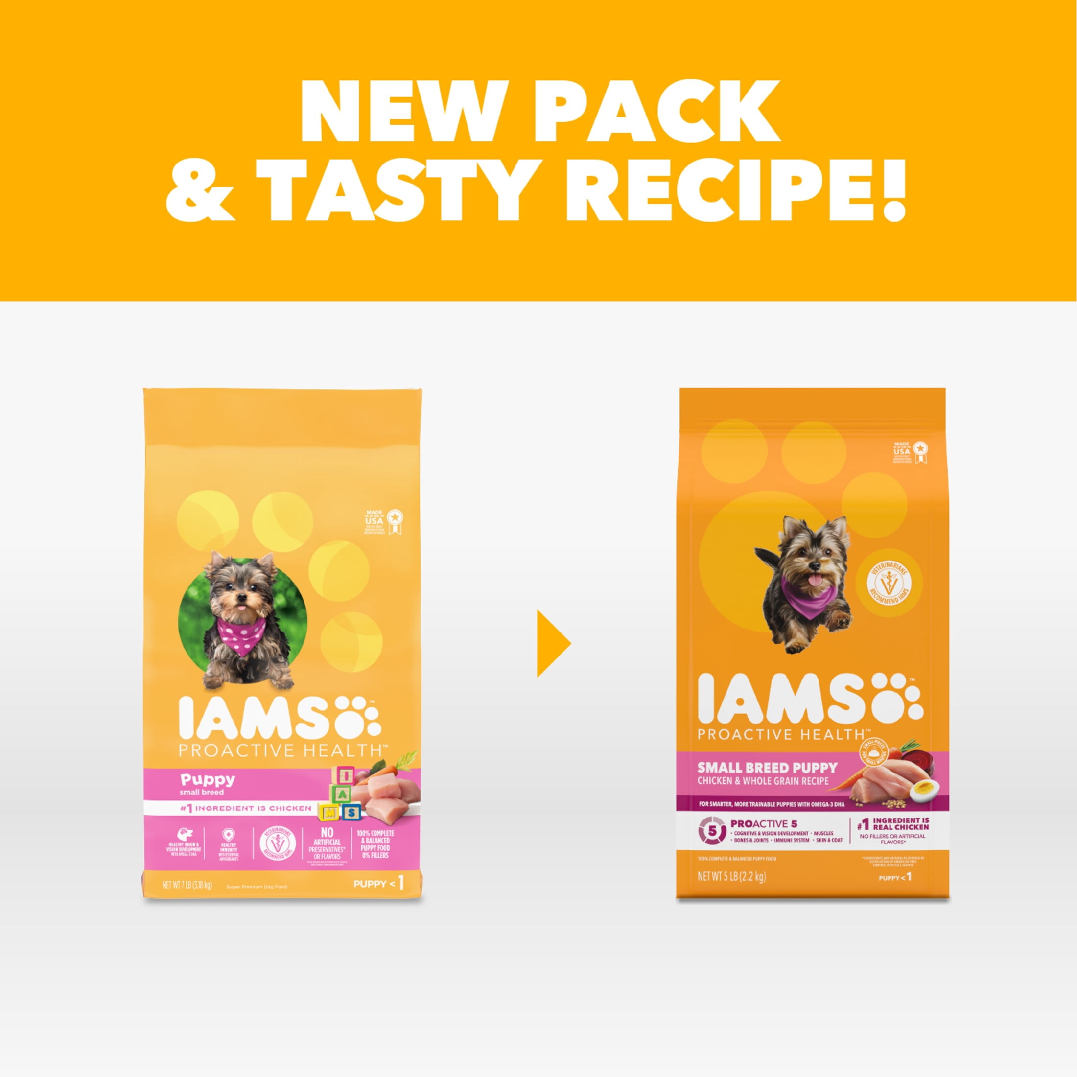 IAMS Proactive Health Healthy Puppy Chicken Recipe Small Breed Dry Puppy Food, (4) 5 Lb Bags