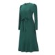 thumbnail image 5 of Txlixc Vestido Midi de Punto para Mujer, Sexy Manga Larga Puff Cuello Redondo Color Sólido Vestido con Lazo en la Espalda Txlixc  Moda, 5 of 9