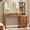 Brown, variant on Buildhom Fluted Makeup Vanity with Mirror & Lights, 43.5" 6-Drawer Dressing Table with Power Outlet & Adjustable Shelves for Bedroom, Wood
