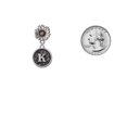 thumbnail image 3 of Delight Jewelry Silver-tone Antiqued Round Seal - Initial - K - Two-tone Daisy Flower Post Earrings, 3 of 4