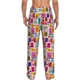thumbnail image 3 of Uemuo Cute Doodles Pattern Men's Wide Leg Palazzo Lounge Pants with Pockets Light Weight Loose Comfy Casual Pajama Pants-, 3 of 9