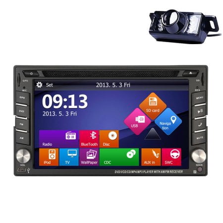 GPS Navigation SD Video PC System Radio Receiver Car Stereo Autoradio FM AM Audio USB 2 Din Car DVD Player In Dash Head Unit BT Sub AMP