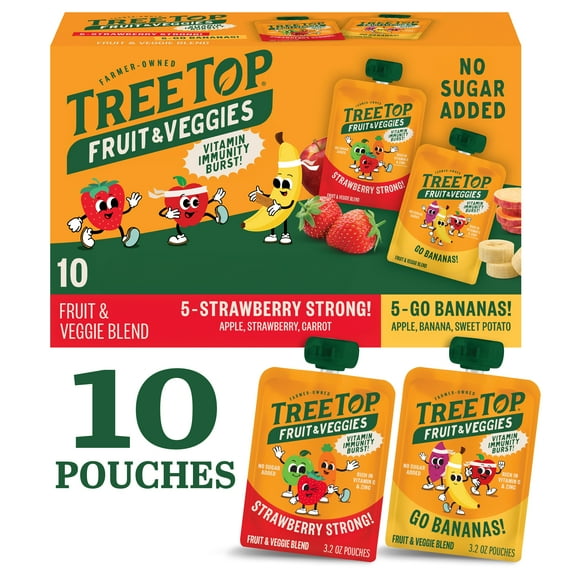 Tree Top Fruit & Veggies Pouch Strawberry/Banana Variety pack 4/10/3.2oz