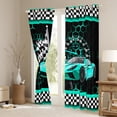 thumbnail image 3 of Manfei Cyan Racing Car Curtains Pack of 2 (42x84 Each) for Boys, Modern Checkered Flag Curtains Blackout, Fashion Honeycomb Bedroom Curtains, Curtains and Drapes Decor, 3 of 6