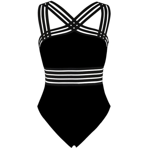 Women'S One Piece Swimwear Front Crossover Swimsuits Hollow Bathing Suits