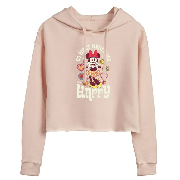 Disney - Mickey & Friends - Minnie Mouse - Do What Makes You Happy - Juniors Cropped Pullover Hoodie
