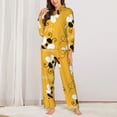 thumbnail image 2 of Balery Cute Bee Butterfly Yelllow Conjunto de Pijama con Estampado para Mujer, Conjunto de Dos Piezas con Manga Larga, Ropa de Dormir Suave con Bolsillos, Pijamas Cómodos-Medium, 2 of 7