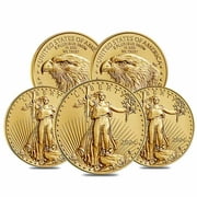 Lot of 5 - 2024 1/10 oz Gold American Eagle $5 Coin BU