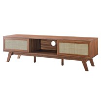 Media TV Stand Console Table, Walnut, Wood, Living Room Lounge Cafe Lobby Hospitality Restaurant, Modern Contemporary HB34348