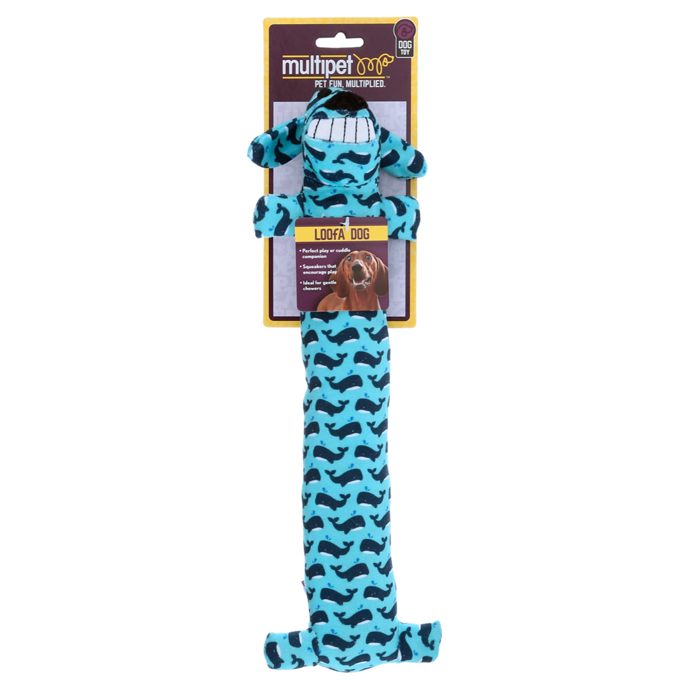 Multipet Nautical Loofa Plush Dog Toy, Assorted Pattern, 12 inches