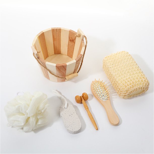 Billuyoard Juego de baño de 5 uds., flor de baño, piedra pómez, toalla exfoliante, exfoliante, humectante, Sisal, cáñamo, herramientas de Juegos de accesorios de baño Billuyoard HA074801-00