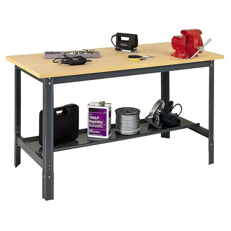 60u0022 W x 30u0022 D Wodden Top Workbench with Shelf
