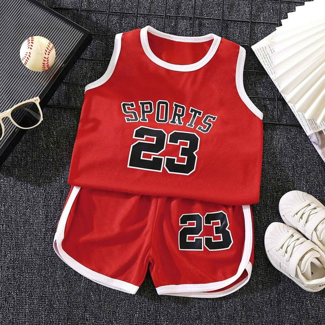 MKLEKYY conjunto de Baloncesto de Verano para Niños y Niñas, Chaleco de Malla y Pantalones Cortos, Ropa Deportiva Ligera para Niños Pequeños